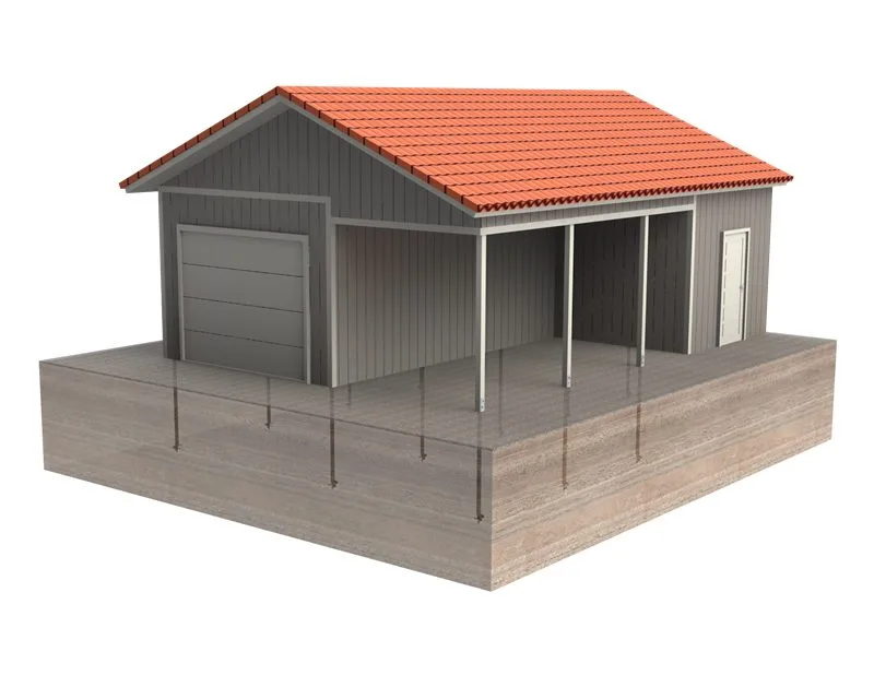 Autotalli ruuvipaaluperustuksilla