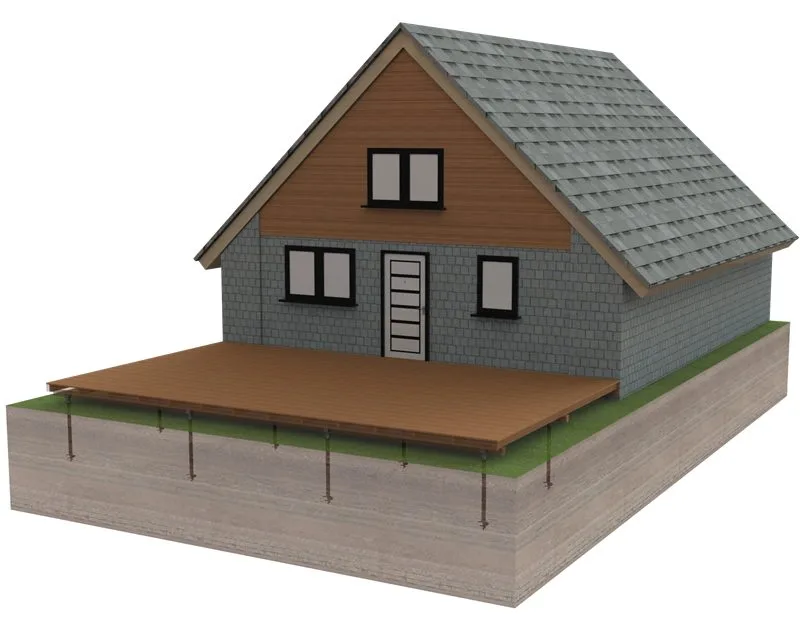 Terassi ruuvipaaluperustuksilla